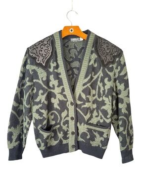Vintage Torras Wool Blend Green Paisley Leather Patches Eclectic Grandpa M